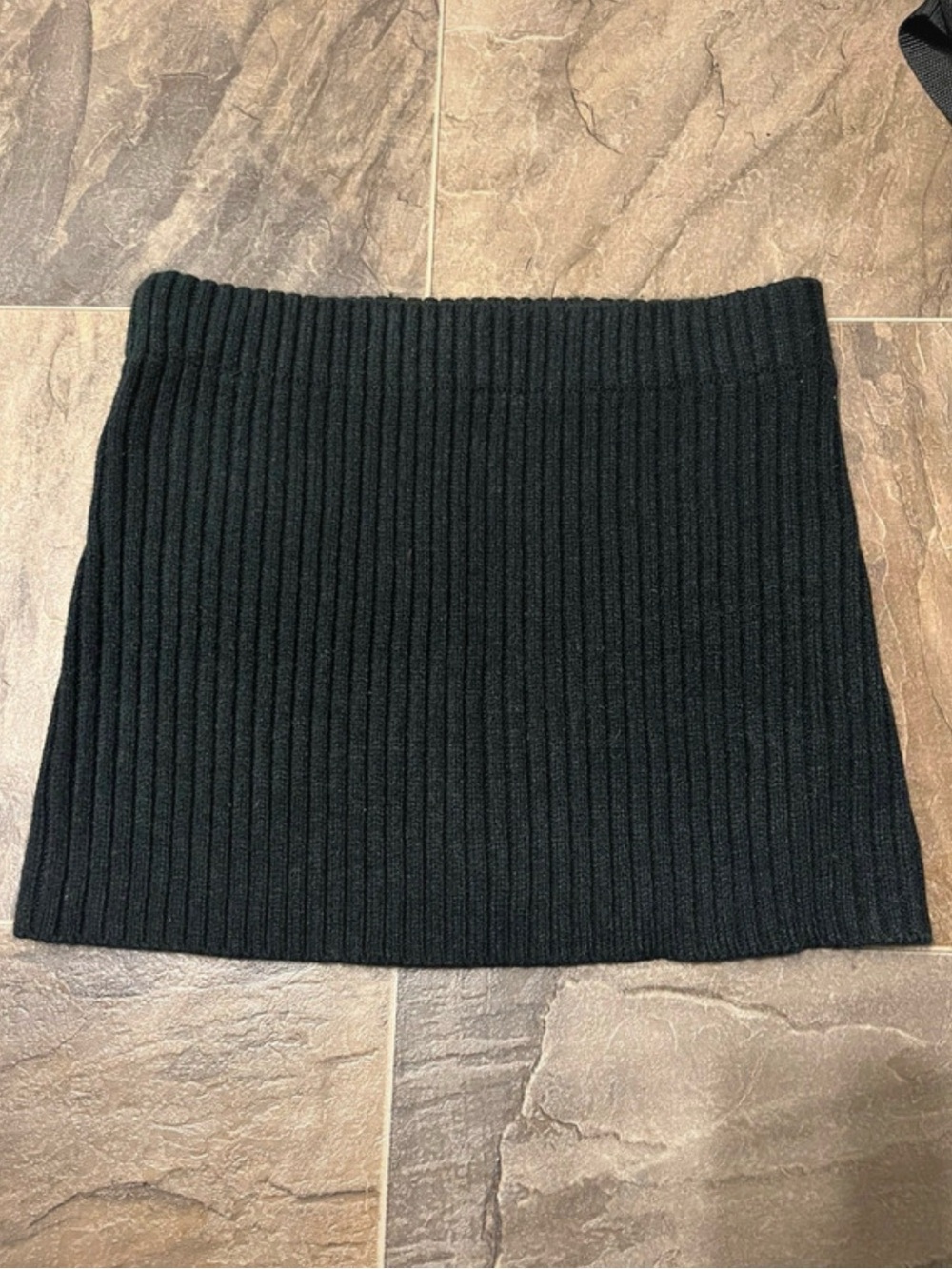 SHEIN Black Ribbed Knit Mini Skirt